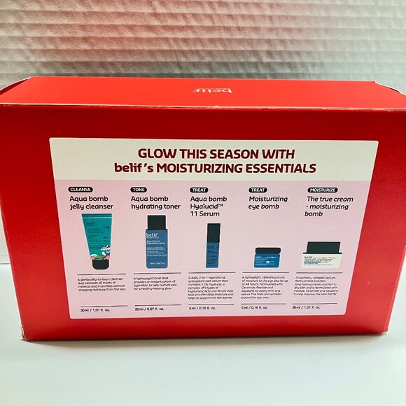 belif Moisture Glow Holiday 5pc Set Aqua Bomb Eye Toner Cream Serum NIB - Picture 3 of 3